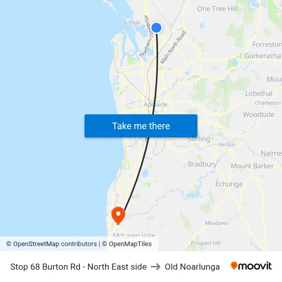 Stop 68 Burton Rd - North East side to Old Noarlunga map