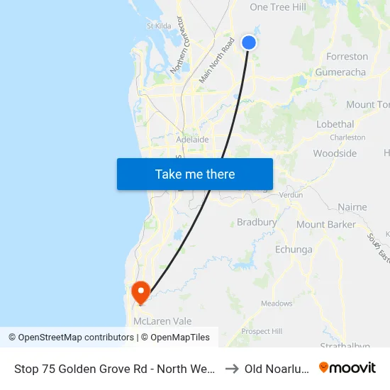 Stop 75 Golden Grove Rd - North West side to Old Noarlunga map