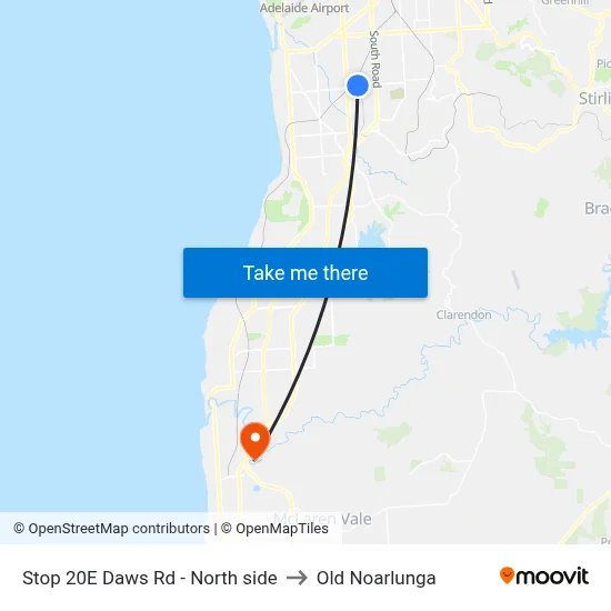 Stop 20E Daws Rd - North side to Old Noarlunga map