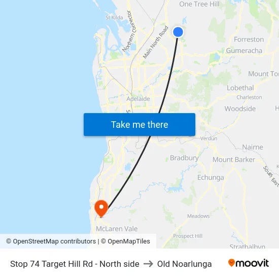 Stop 74 Target Hill Rd - North side to Old Noarlunga map