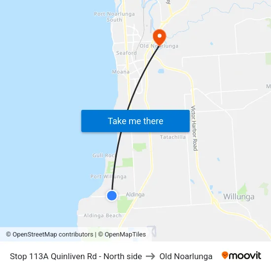 Stop 113A Quinliven Rd - North side to Old Noarlunga map