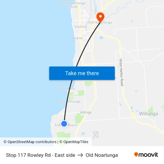 Stop 117 Rowley Rd - East side to Old Noarlunga map