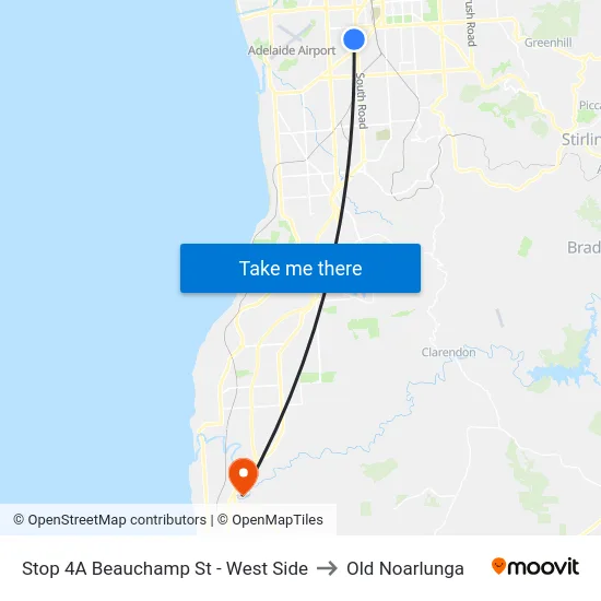 Stop 4A Beauchamp St - West Side to Old Noarlunga map