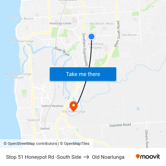 Stop 51 Honeypot Rd -South Side to Old Noarlunga map
