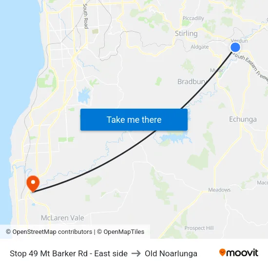 Stop 49 Mt Barker Rd - East side to Old Noarlunga map