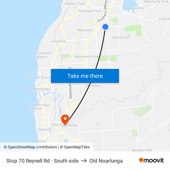 Stop 70 Reynell Rd - South side to Old Noarlunga map