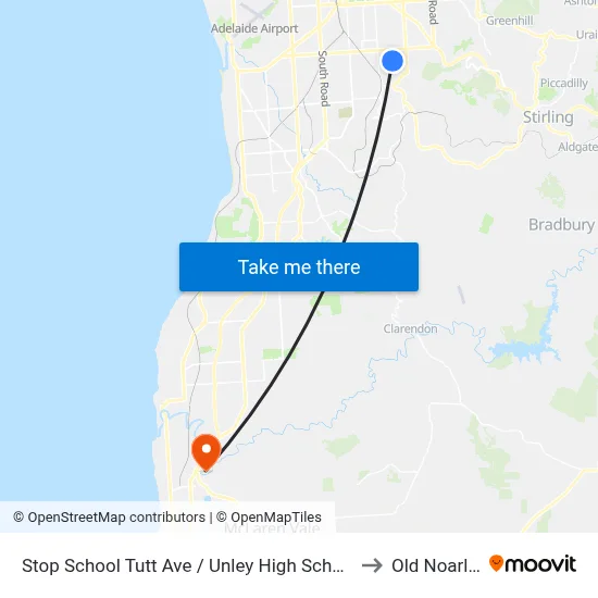 Stop School Tutt Ave / Unley High School - South side to Old Noarlunga map