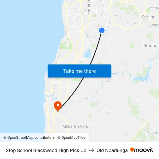 Stop School Blackwood High Pick Up to Old Noarlunga map