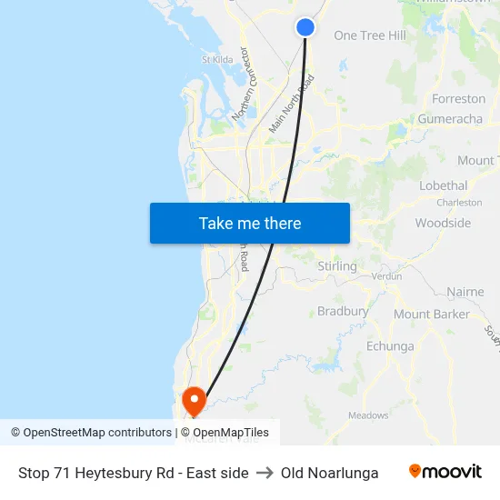 Stop 71 Heytesbury Rd - East side to Old Noarlunga map