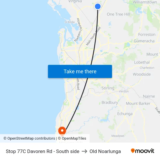 Stop 77C Davoren Rd - South side to Old Noarlunga map