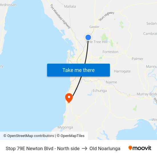 Stop 79E Newton Blvd - North side to Old Noarlunga map