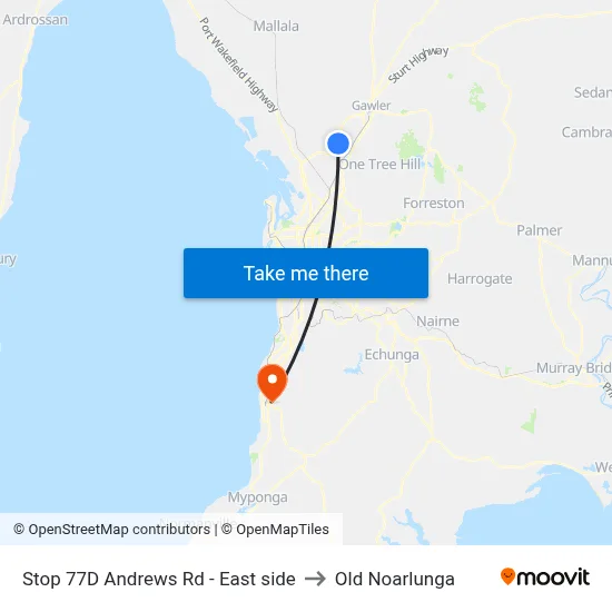 Stop 77D Andrews Rd - East side to Old Noarlunga map