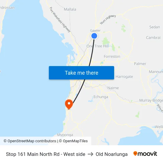 Stop 161 Main North Rd - West side to Old Noarlunga map