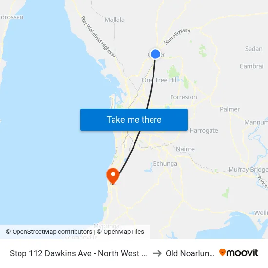 Stop 112 Dawkins Ave - North West side to Old Noarlunga map