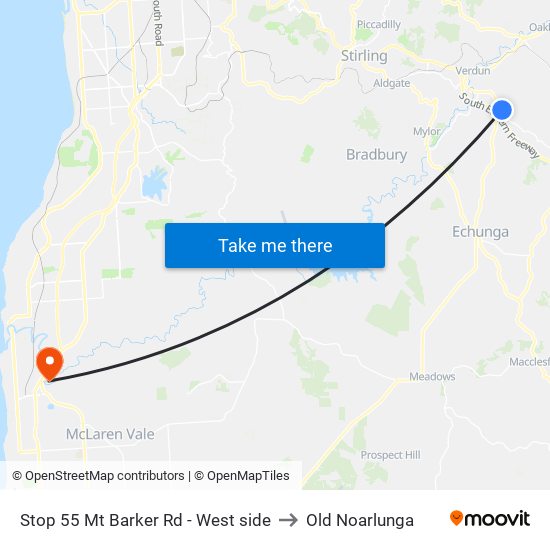 Stop 55 Mt Barker Rd - West side to Old Noarlunga map