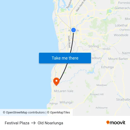 Festival Plaza to Old Noarlunga map