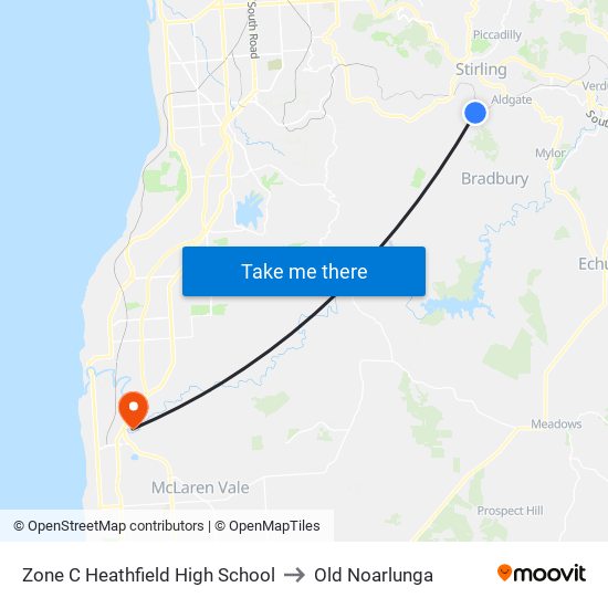 Zone C Heathfield High School to Old Noarlunga map