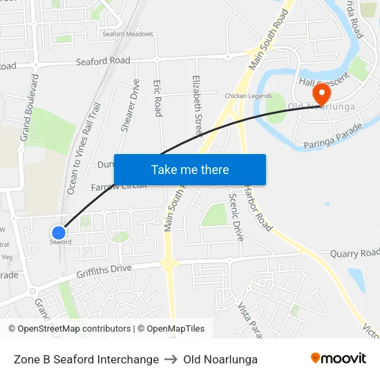 Zone B Seaford Interchange to Old Noarlunga map