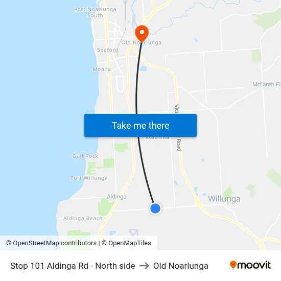 Stop 101 Aldinga Rd - North side to Old Noarlunga map