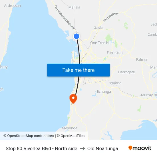 Stop 80 Riverlea Blvd - North side to Old Noarlunga map