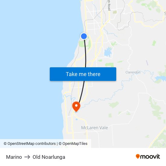 Marino to Old Noarlunga map