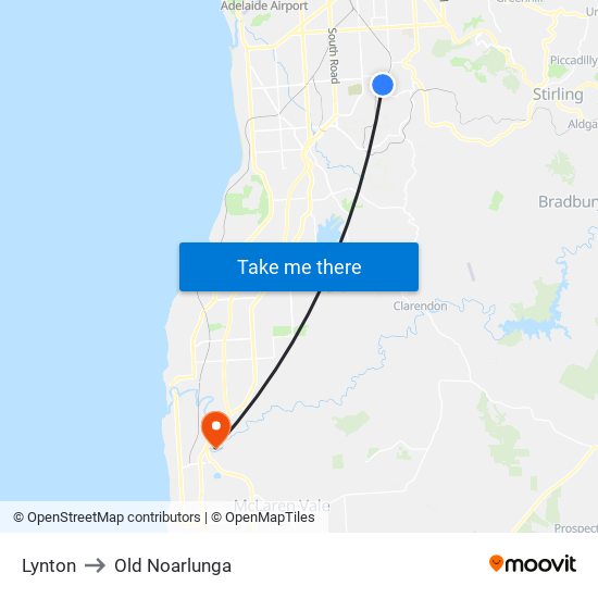 Lynton to Old Noarlunga map