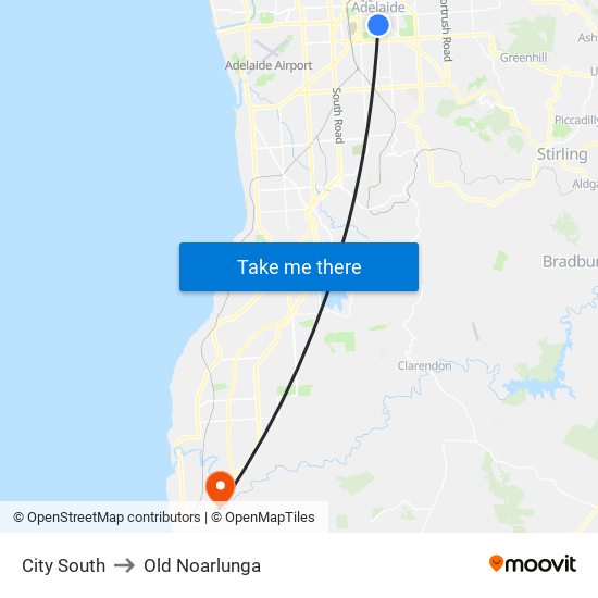 City South to Old Noarlunga map