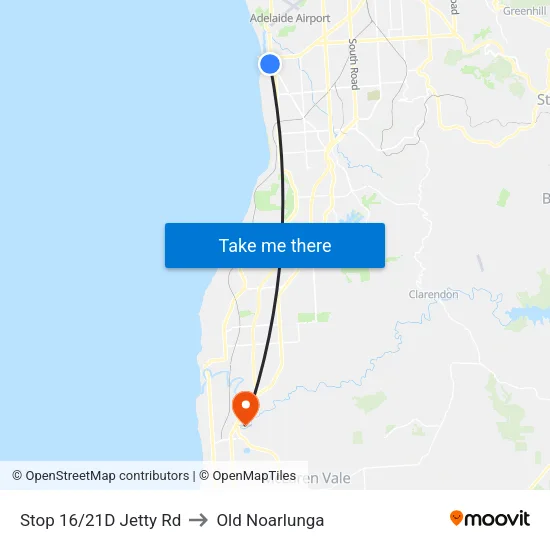 Stop 16/21D Jetty Rd to Old Noarlunga map