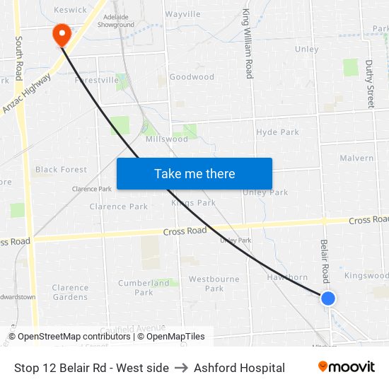 Stop 12 Belair Rd - West side to Ashford Hospital map