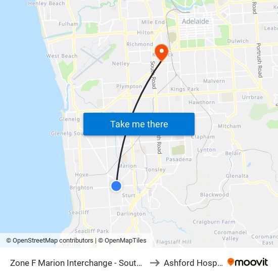 Zone F Marion Interchange - South side to Ashford Hospital map