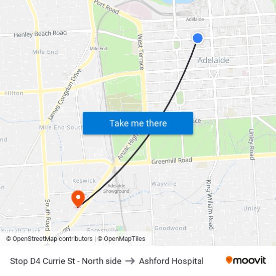 Stop D4 Currie St - North side to Ashford Hospital map