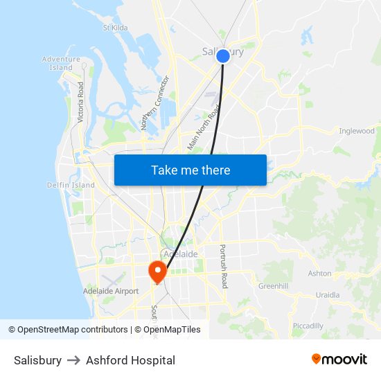 Salisbury to Ashford Hospital map