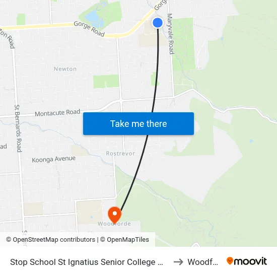 Stop School St Ignatius Senior College Manresa Ct to Woodforde map
