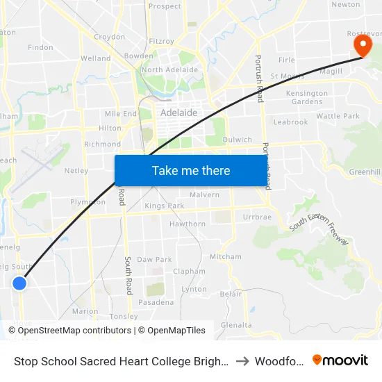 Stop School Sacred Heart College Brighton Rd to Woodforde map
