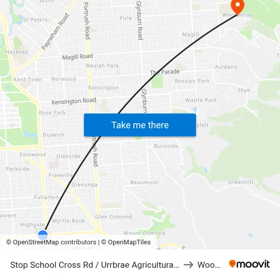 Stop School Cross Rd / Urrbrae Agricultural High School - North side to Woodforde map