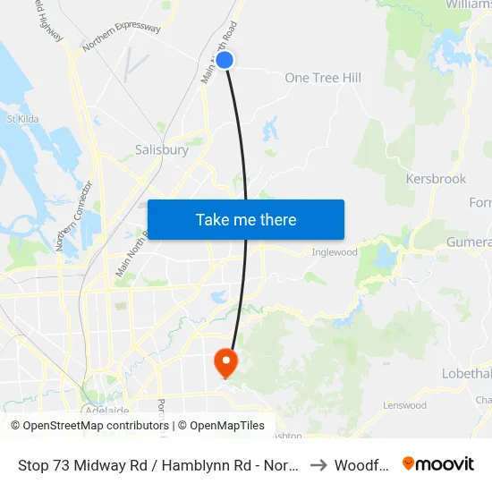 Stop 73 Midway Rd / Hamblynn Rd - North East side to Woodforde map