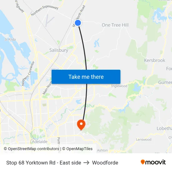 Stop 68 Yorktown Rd - East side to Woodforde map