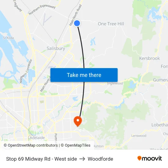 Stop 69 Midway Rd - West side to Woodforde map