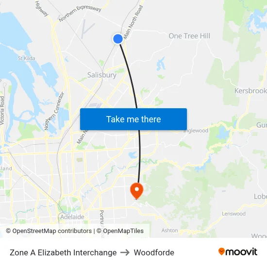 Zone A Elizabeth Interchange to Woodforde map