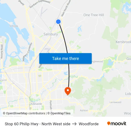 Stop 60 Philip Hwy - North West side to Woodforde map