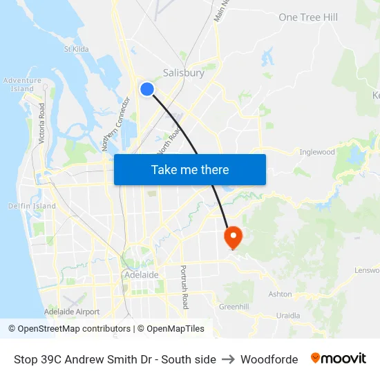 Stop 39C Andrew Smith Dr - South side to Woodforde map