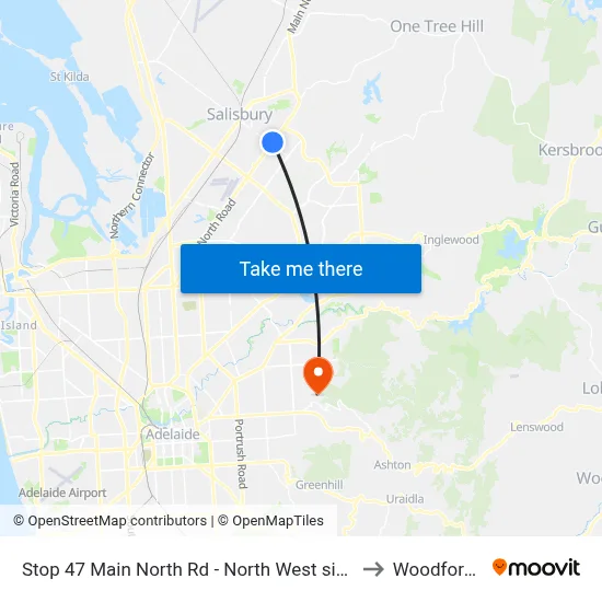 Stop 47 Main North Rd - North West side to Woodforde map