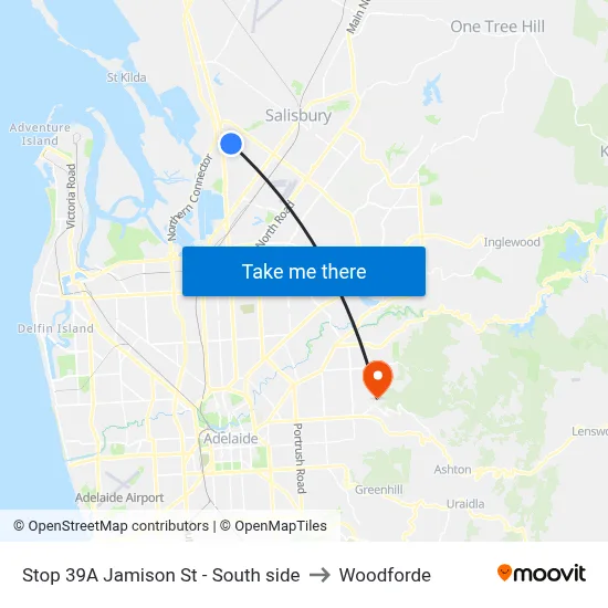 Stop 39A Jamison St - South side to Woodforde map