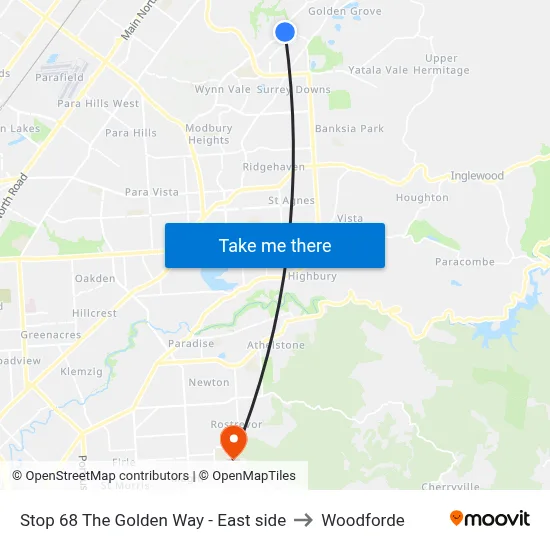 Stop 68 The Golden Way - East side to Woodforde map