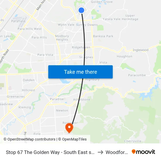 Stop 67 The Golden Way - South East side to Woodforde map