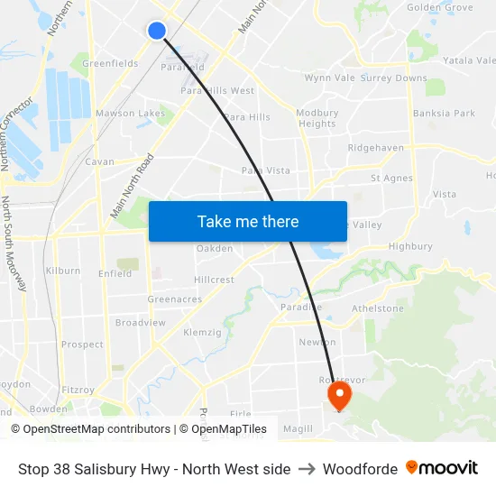 Stop 38 Salisbury Hwy - North West side to Woodforde map