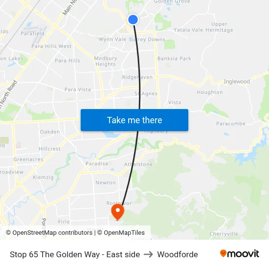 Stop 65 The Golden Way - East side to Woodforde map