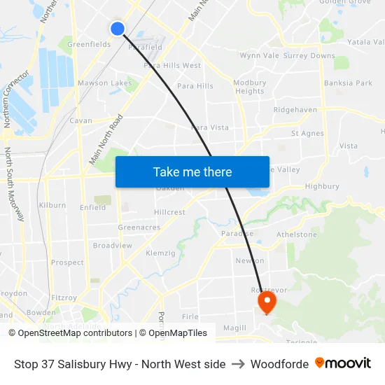 Stop 37 Salisbury Hwy - North West side to Woodforde map