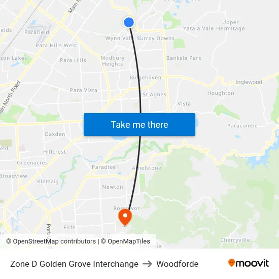 Zone D Golden Grove Interchange to Woodforde map