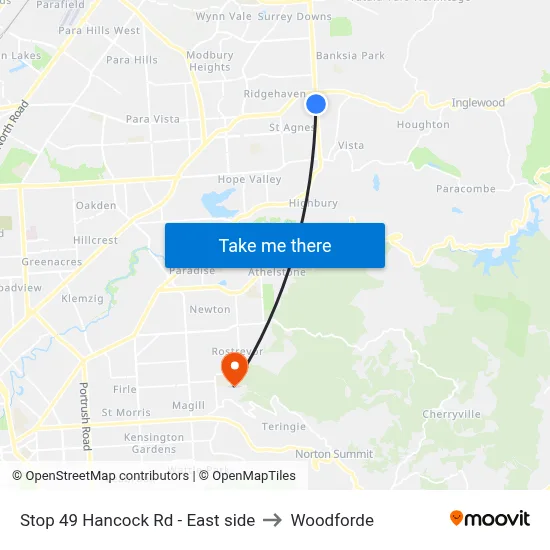 Stop 49 Hancock Rd - East side to Woodforde map